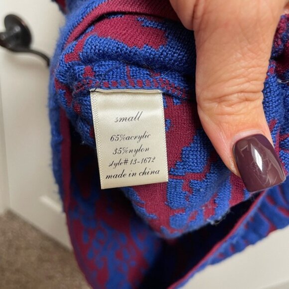 Beautiful! Blue Rain Sz Small Red Long Sleeve Dress w Blue Asian Flare Detailing - Picture 8 of 8